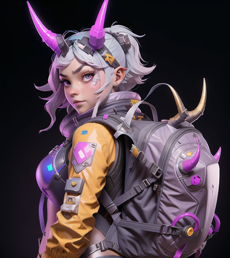 20441-3927409406-nijilorahorn a pertty nijigirl with crystal - clear horns, wearing bodysuit, big beautiful ODD eyes, carrying a backpack, on the.png